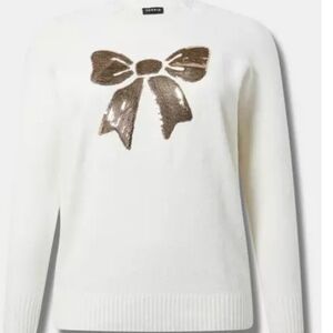 Torrid Bow Sequin Vegan Cashmere Sweater 0 L 12 NWT